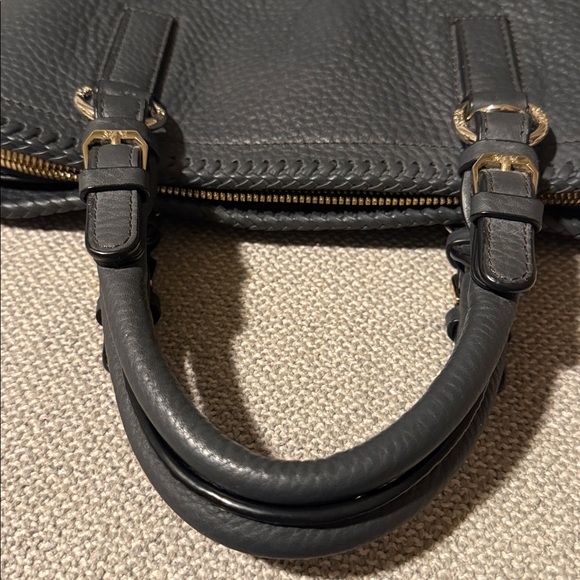 MCM Navy Leather Satchel with Silver Accents - Picture 6 of 14